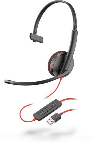 Poly Blackwire C3210 Headset - USB - Monauraal - Zwart/Rood