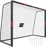 SPORTNOW Voetbaldoel 300x120x200 cm Metaal Zwart + Rood