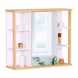 Merkloos Relaxdays Spiegelkast badkamer - 64 x 62 x 21 cm - bamboe
