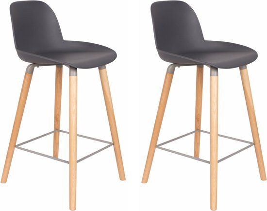 Zuiver Albert Kuip Barkruk - 65 cm - Donkergrijs - Set van 2