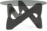 en.casa Salontafel Reypio rond met rookglas Ø70x35 cm grijs en zwart