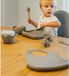 Siliconen Bol Baby bord met vakken, zuignap en deksel, groen, siliconen, BPA-vrij, vaatwasser- en magnetronbestendig