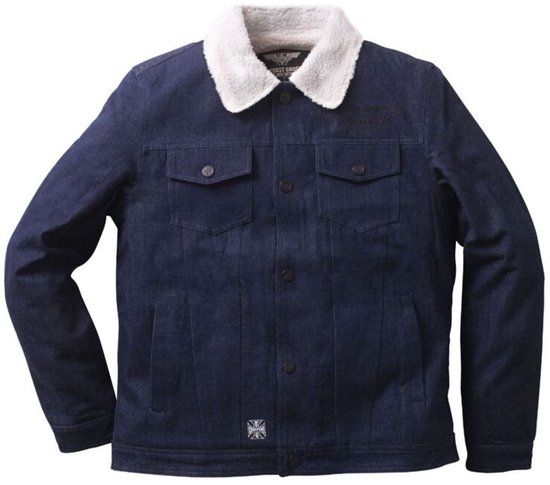 West Coast Choppers WCC Sherpa Lined Canvas Heren Tussenseizoensjas - Blauw - XXL