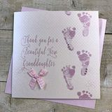 Dank White Cotton Cards WB225-BGD Bedankkaart, "Thank You for a Beautiful New Granddaughter"