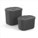 Rotho Set bio - compostemmer - 2-delig (3,2 ltr + 6 ltr) - 100% gerecycled kunststof - SALSA - zwart