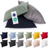 Blumtal - Set Van 2 Kussenslopen - Superzachte Premium Jersey Kussenhoes - 100% Katoen - 50 x 50 cm - Antraciet