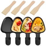 Merkloos Raclette Pannetjes - Driehoekig - Set van 4 - Antiaanbaklaag - Zwart