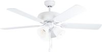 EGLO Las Palmas White Ceiling Fan with Light - 132cm - 3 Speeds - Glass & Steel