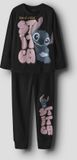 Name it Pyjama Stitch Vrouwen Zwart Katoen/Elastaan Lange mouw Effen 110/116