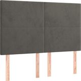 vidaXL Hoofdbord Donkergrijs Fluweel 144x5x118/128 cm