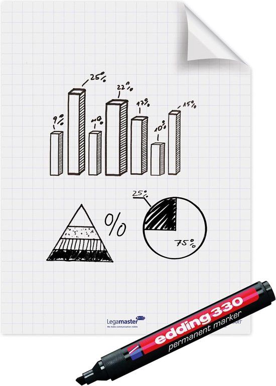 Legamaster Magic-Chart Flipchart Folie - 60x80cm - Ruiten