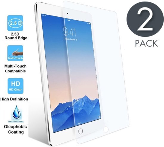 iCall 2x Apple iPad Air 2 - Tempered Glass / Glazen Screen protector - Screenprotector Transparant 2.5D 9H Gehard Glas