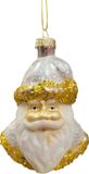 Driesprong Collection Kerstbal kerstman glitter wit/goud