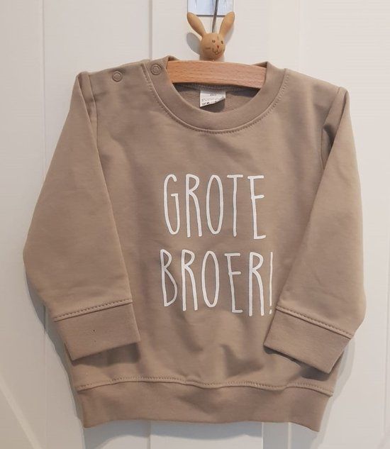Baby Sweater - Big Brother - Beige - Size 98 - Cotton