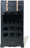 Vente-unique Flessenrek met kast van dennenhout en MDF - L43 x H100 cm - Zwart - CAVINA
