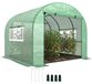 Kas - Tunnel de serre - 9 m² - Film PE imperméable - 2 portes zippées - 2 fenêtres en filet relevables - Vert