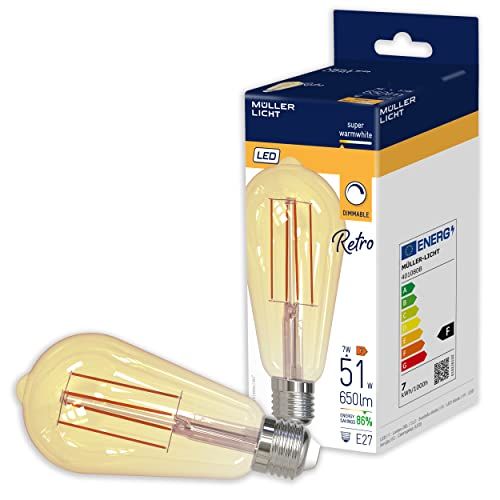 Müller-Licht Retro LED ST64 zuigervorm E27 filament goud - 7W - 2000K - Dimbaar