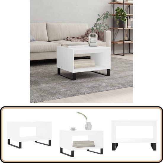 vidaXL Salontafel - 60x50x40 cm - Bewerkt hout - Wit