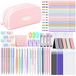 Set scolaire, 85 pièces, rose, grande trousse