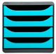 Exacompta - BIG-BOX Ladebox met 4 laden voor A4+ documenten - Zwart/Turquoise blauw