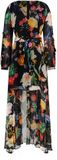 Guess Damesjurk Farrah Lange Mouw V-hals Kort Gebloemd Groen Polyester A-lijn
