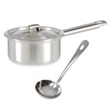 Kinvara Steelpan en Sauslepel - D14 cm - 1L - zilver - aluminium/rvs - jusplan/sauspan - pannen