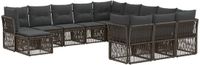 vidaXL Tuinbank - Set - 12-zits - Grijs - Polyrattan