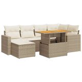 vidaXL 7-delige Loungeset met kussens, polyrattan, beige