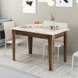 Merkloos Asir - Eettafel - Walnoot en Wit - 110 x 72 x 75 cm