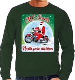 Bellatio Decorations Foute Kersttrui - sweater - MC Santa North Pole division - motorrijders - bikers - groen - voor heren M