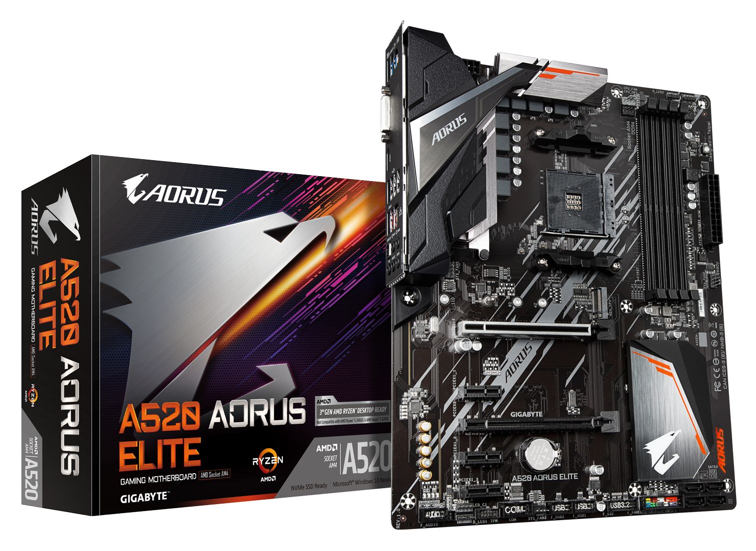 GIGABYTE A520 AORUS ELITE Moederbord - AMD A520 - Socket AM4 - ATX