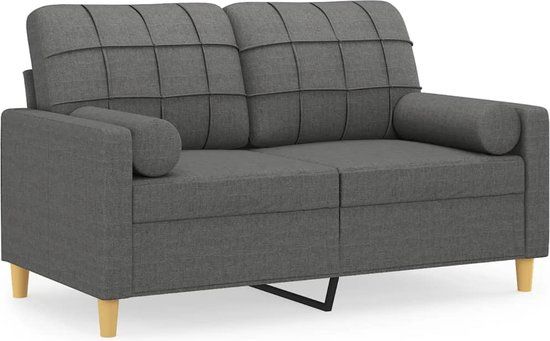 vidaXL Tweezitsbank met sierkussens 120 cm stof donkergrijs