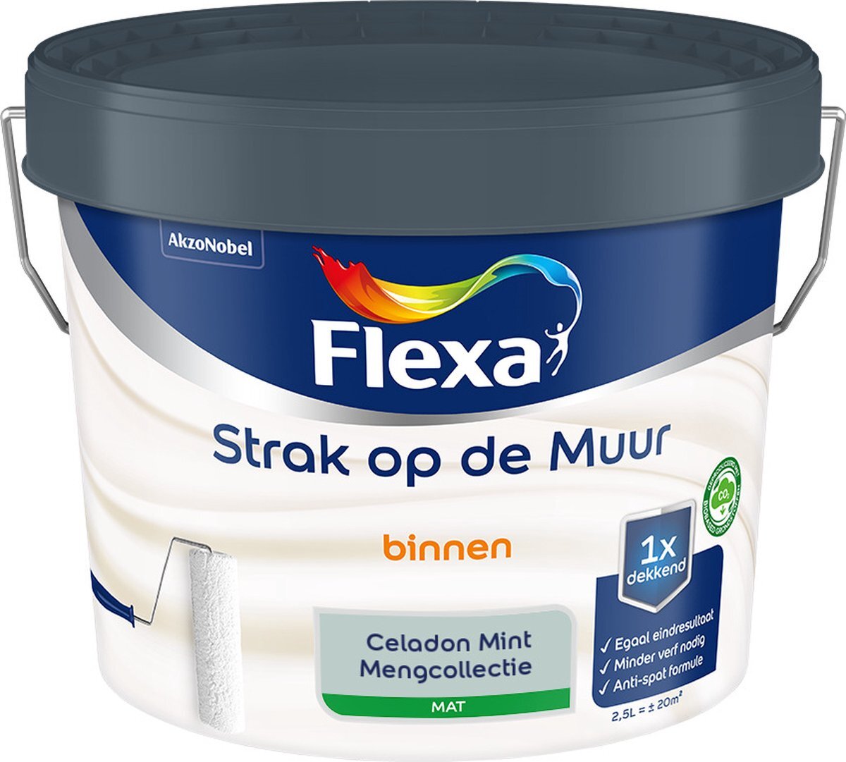 FLEXA Strak op de muur Muurverf - Mengcollectie - Celadon Mint - 2,5 liter