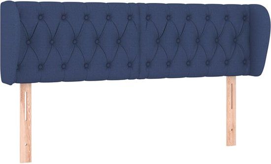 VidaXL Hoofdbord met randen 147x23x78/88 cm stof blauw