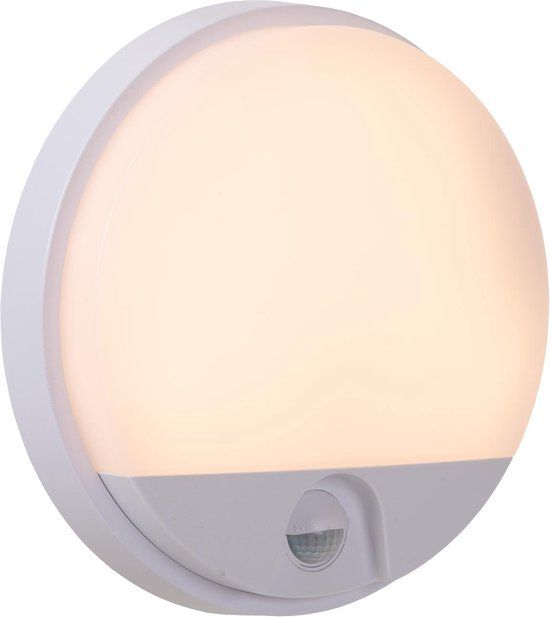 Lucide HUPS IR - Wandlamp Binnen/Buiten - Ø 21 cm - LED - 1x10W 3000K - IP54 - Bewegingssensor - Wit