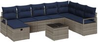 vidaXL - Bankstel - 9 - st - Grijs - poly - rattan