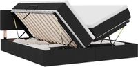 vidaXL LED-bed met opbergruimte en matras, zwart, 200 x 200 cm, met stoffen bekleding