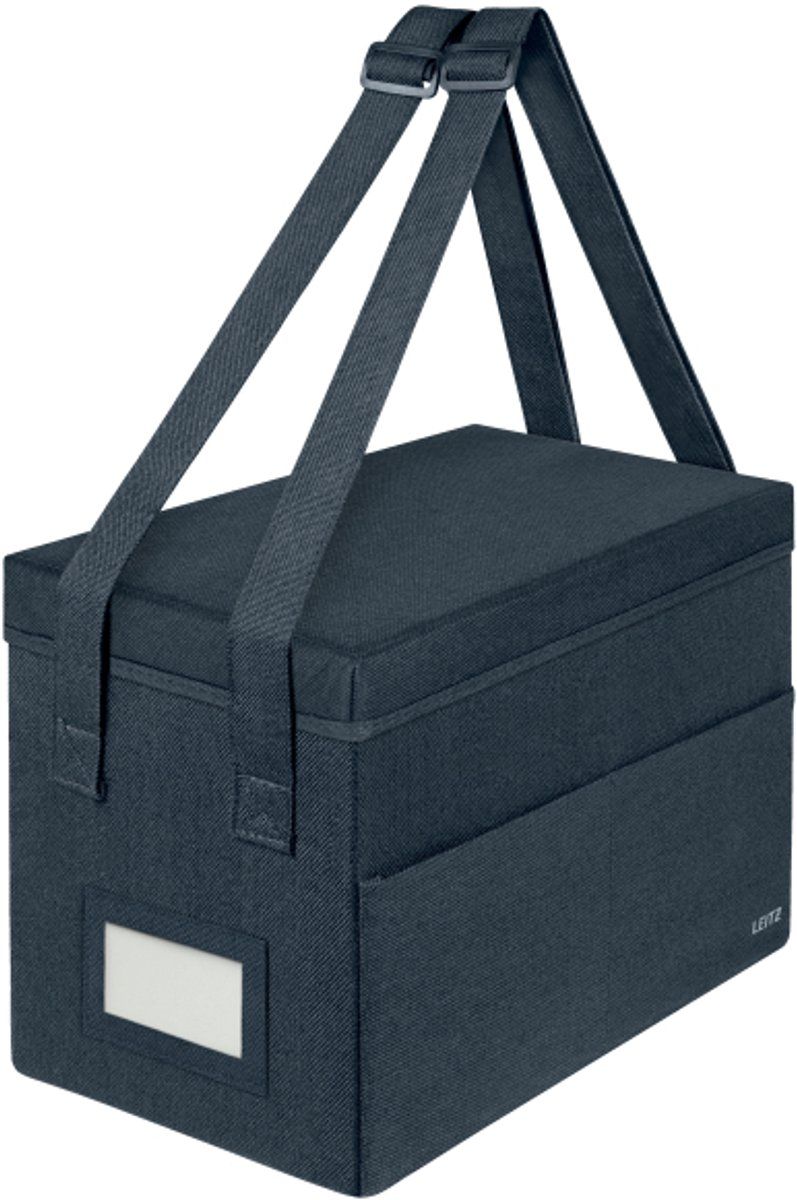 Leitz Stoffen Compacte Hot Desking Opbergtas – Opvouwbare Laptoptas, Werktas, Kantoortas & Schooltas met 3 Compartimenten, Verstelbare Draagriemen & Naametiket, Fluweelgrijs