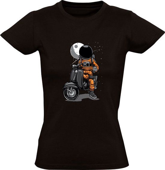 Sol's Astronaut op een scooter Dames T-shirt - Zwart - 5XL