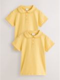 Next - Meisjes - Set van 2 katoenen schoolpolo's voor meisjes met stretch en kraag met ruches - Geel