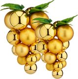 Arte r Artesania Cerd Druiventros namaakfruit/nepfruit - 20 en 25 cm - goud - 2x stuks - kunststof