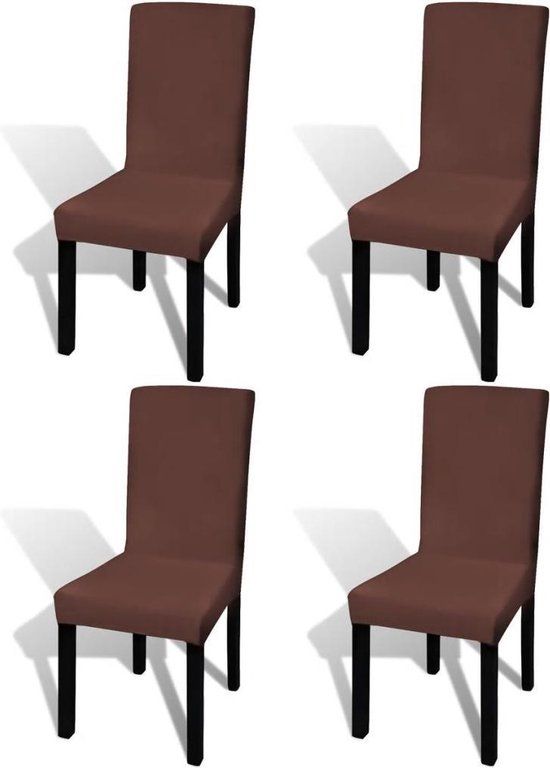 vidaXL Stoelhoezen 4 st stretch recht bruin