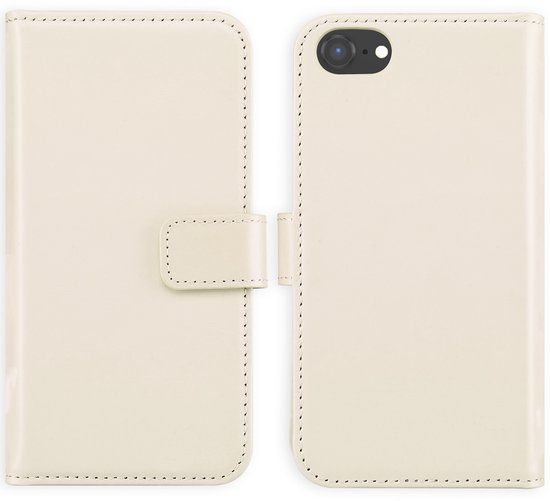 Selencia Echt Leren Bookcase voor Apple iPhone SE (2022/2020), 8, 7 - Greige