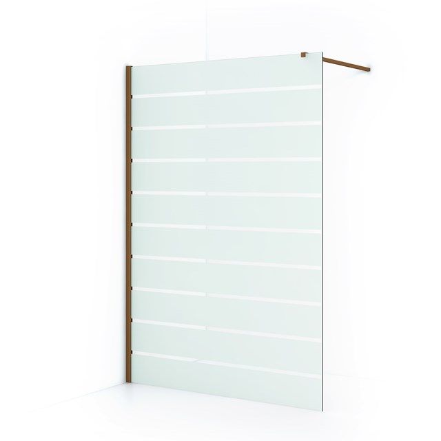 Maxaro Inloopdouche Diamond 140cm 8mm Helder Veiligheidsglas met Matte Strepen Koper