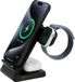 Cazy Support de chargeur sans fil 3-en-1 15W - Noir