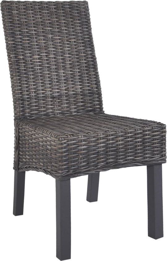 vidaXL Eetkamerstoelen 6 stuks kubu rattan en mangohout bruin