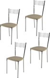 t m c s Tommychairs Elegance - Set van 4 eetkamerstoelen - Kunstleer - Chroom/Beige