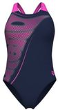 Arena Dames zwempak uit 1 stuk Bright Glare V Ba - Navy/Shocking Pink - Maat 46