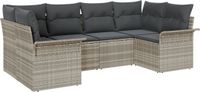 vidaXL Tuinbank Set Lichtgrijs Poly rotan