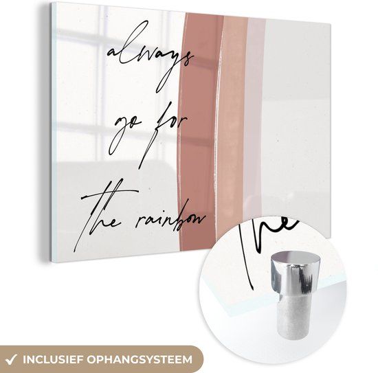 MuchoWow® Glass Painting 120x80 cm - Acrylic Glass - Rainbow - Quotes - Text - Photo on Glass